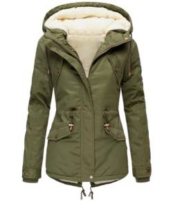 Onsoyours Funktionsjacke Damen Winterjacke Warm Gefüttert Parka Wintermantel Steppjacke Lang Steppmantel Mittellang Winterjacke mit Kapuze Dicke Coat A Armeegrün XXL von Onsoyours