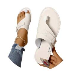 Onsoyours Hallux Valgus Big Toe Schuhe Damen Sommer Orthopädische Sandalen Frauen Bequeme Hausschuhe PU Strandsandalen Sandaletten Pantolette Loop Toe Shoes A Weiß 40 EU von Onsoyours