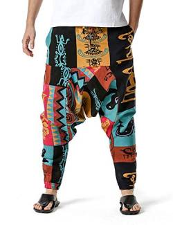 Onsoyours Haremshose Herren Mode Pumphose Freizeithose Sporthosen Hip Hop Bloomers Aladdin Hosen Casual Hippie Joggers Pants Sweatpant Tanz Trousers Mit Taschen Stil 5 L von Onsoyours