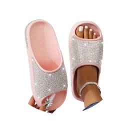 Onsoyours Hausschuhe Damen Glitzer Strassstein Slipper Cozy Slides Strand Pantoletten Rutschfest Bequeme Dicke Sohle Sommer Sandals Flip Flops Freizeitschuhe A Rosa 36 EU von Onsoyours