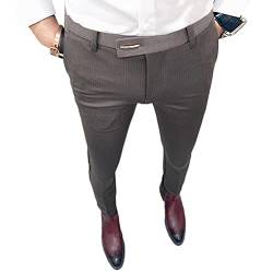 Onsoyours Herren Business Hose Chino kariert Stoffhose Einfarbige Anzughose Straight Bein Schlank Beiläufige Hosen mit Stretch Slim Fit Freizeithose B Kaffee XL von Onsoyours