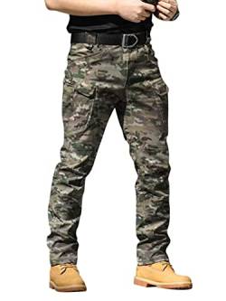 Onsoyours Herren Cargo Hose Militär Outdoor Hose mit Viele Taschen Männer Stretch Arbeitshosen Combat Tactical Hose Ranger Hose für Jagd Wandern A Camouflage 02 L von Onsoyours