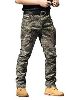 Onsoyours Herren Cargo Hose Militär Outdoor Hose mit Viele Taschen Männer Stretch Arbeitshosen Combat Tactical Hose Ranger Hose für Jagd Wandern A Camouflage 02 XL von Onsoyours