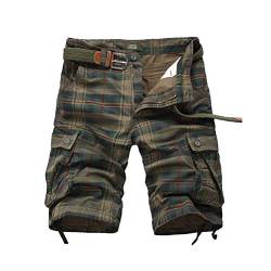 Onsoyours Herren Cargo Shorts Baumwolle Kurze Hose Bermuda Sommer Herrenshorts Men Pants Cargohose kurz Sommerhose Männer Ohne Gürtel A Grün 2X-Large von Onsoyours