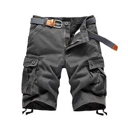 Onsoyours Herren Cargo Shorts Baumwolle Kurze Hose Bermuda Sommer Herrenshorts Men Pants Cargohose kurz Sommerhose Männer Ohne Gürtel B Grau 2X-Large von Onsoyours