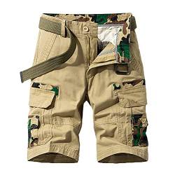 Onsoyours Herren Cargo Shorts Baumwolle Kurze Hose Bermuda Sommer Herrenshorts Men Pants Cargohose kurz Sommerhose Männer Ohne Gürtel D Khaki 3XL von Onsoyours