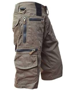 Onsoyours Herren Cargo Shorts mit Mehreren Taschen Kurze Hose Sommer Herrenshorts Short Men Pants Mittlere Hose Cargohose kurz für Männer Braun 3XL von Onsoyours