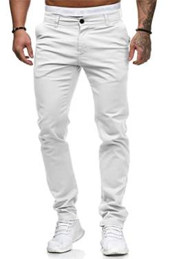 Onsoyours Herren Chino Hose Stretch Herren Cargohose Casual Freizeithose Skinny Slim Fit Arbeitshose Lange Anzughose mit Taschen Business Hose Große Größe Stoffhose A Weiß M von Onsoyours