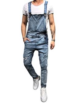 Onsoyours Herren Denim Latzhose Overalls Herren Jeans Latzanzug Loose Fit Cargo Workwear Strampler Overalls Retro Denim Bib Skinny Fit Streetwear Dungarees C Blau M von Onsoyours