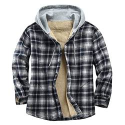 Onsoyours Herren Hemd Mit Kapuze Langarm Karohemd Jacke Kariert Shirt Flanell Karierte Jacke Arbeitsjacke Herren Kapuze Kariert Winddicht Outwear B Schwarz M von Onsoyours