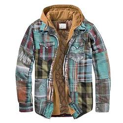 Onsoyours Herren Hemd Mit Kapuze Langarm Karohemd Jacke Kariert Shirt Flanell Karierte Jacke Arbeitsjacke Herren Kapuze Kariert Winddicht Stil 10 S von Onsoyours