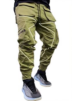 Onsoyours Herren Hip Hop Jogger Cargo Pants Hosen Baggy Streetwear Punk Hose Cargohose Outdoorhose Männer Sporthose Freizeithose Jogging Treckking Casual Mit Taschen Z Armeegrün M von Onsoyours