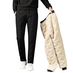 Onsoyours Herren Hose Warme Jogginghose Casual Sporthose Winter Fleece Sweatpants Sherpa Gefüttert Hosen mit Taschen Herren Sweathose Gürtel Freizeithose Thermo Mode B Schwarz XL von Onsoyours