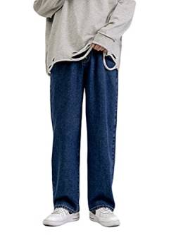 Onsoyours Herren Jeans Baggy Hip Hop Jeanshose Teenager Jungen Loose Fit Pants Classic Regular Hosen Herren Baggy Fit Jeans Jeanshose Streetwear A Dunkelblau XL von Onsoyours