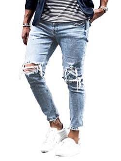 Onsoyours Herren Jeans Hose Slim Fit Denim Lange Destroyed Jeanshose für Männer Hip Hop Hose Coole Jungen Casual Stretch Freizeithose Schwarze Cargo Chino Hose E5 S von Onsoyours