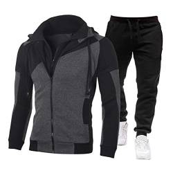 Onsoyours Herren Jogginganzug Sportanzug Männer Trainingsanzug Fitness Sporthose und Trainingsjacke C Grau XL von Onsoyours