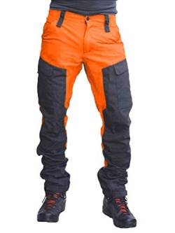 Onsoyours Herren Jogginghose Sweat Pants Trainingshose Freizeithose Joggers Streetwear Herren Praktisch Arbeitshose Cargohose Pant Orange 4XL von Onsoyours