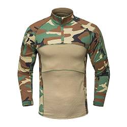 Onsoyours Herren Militär-T-Shirt Tactical Shirt Combat Shirt Slim Fit Langarm Camouflage Shirt Paintball Airsoft Army Hemd Militär Uniform A Grün L von Onsoyours