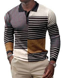 Onsoyours Herren Poloshirt Langarm Regular Fit Basic Polo Business Baumwolle Elegante Polohemd für Männer Drucken Einfarbig Männer Golf Polo Shirts Gelb XL von Onsoyours