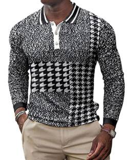 Onsoyours Herren Poloshirt Langarm Regular Fit Basic Polo Business Baumwolle Elegante Polohemd für Männer Drucken Einfarbig Männer Golf Polo Shirts Grau XL von Onsoyours