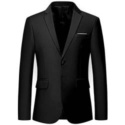 Onsoyours Herren Sakko Slim Fit Einfarbig Modern Anzugjacke für Hochzeit Freizeit Party Abschluss Business Blazer Knöpfe Sakko A Schwarz XS von Onsoyours