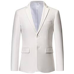 Onsoyours Herren Sakko Slim Fit Einfarbig Modern Anzugjacke für Hochzeit Freizeit Party Abschluss Business Blazer Knöpfe Sakko A Weiß 3XL von Onsoyours