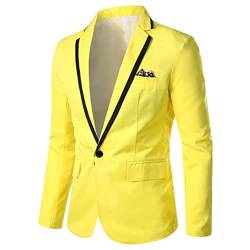 Onsoyours Herren Sakko Slim Fit Einfarbig Modern Anzugjacke für Hochzeit Freizeit Party Abschluss Business Blazer Knöpfe Sakko B Gelb 4XL von Onsoyours