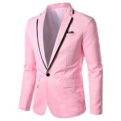 Onsoyours Herren Sakko Slim Fit Einfarbig Modern Anzugjacke für Hochzeit Freizeit Party Abschluss Business Blazer Knöpfe Sakko B Rosa L von Onsoyours