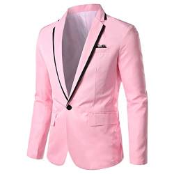 Onsoyours Herren Sakko Slim Fit Einfarbig Modern Anzugjacke für Hochzeit Freizeit Party Abschluss Business Blazer Knöpfe Sakko B Rosa S von Onsoyours