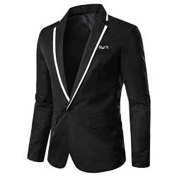 Onsoyours Herren Sakko Slim Fit Einfarbig Modern Anzugjacke für Hochzeit Freizeit Party Abschluss Business Blazer Knöpfe Sakko B Schwarz XXL von Onsoyours