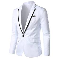 Onsoyours Herren Sakko Slim Fit Einfarbig Modern Anzugjacke für Hochzeit Freizeit Party Abschluss Business Blazer Knöpfe Sakko B Weiß 3XL von Onsoyours