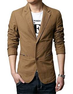 Onsoyours Herren Sakko Sweatjacke Slim Fit Männer Blazer Modern Freizeit Leichte Jackett Sportlich Business Anzugjacke D Khaki M von Onsoyours