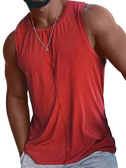 Onsoyours Herren Sport Tank Top Gym Fitness Muskelshirt Bodybuilding Ärmelloser Shirt Unterhemd T-Shirt Achselshirt Trägershirt Sport Fitness B Rot XXL von Onsoyours