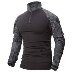 Onsoyours Herren Tactical Shirt Langarm Sportlich Sweatshirt Slim Fit Atmungsaktiv Trainingsshirt Winter 1/4 Zip Military Armee Hemd Camouflag T-Shirt Airsoft Shirt Winter A Schwarz S von Onsoyours