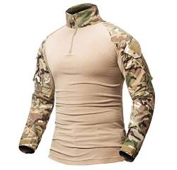 Onsoyours Herren Tactical Shirt Langarm Sportlich Sweatshirt Slim Fit Atmungsaktiv Trainingsshirt Winter 1/4 Zip Military Armee Hemd Camouflag T-Shirt Airsoft Shirt Winter C Khaki XXL von Onsoyours