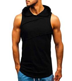 Onsoyours Herren Tank Top Kapuze Tankshirt Ärmellos Bodybuilding Shirt Unterhemd T-Shirt Hoodie Muskelshirt Achselshirt Trägershirt für Gym Training C Schwarz L von Onsoyours