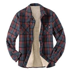 Onsoyours Herren Thermohemd Karo Holzfällerjacke Arbeitsjacke Mit Plüschfell Fleece Innenfutter Flanelljacke Kariert Warm Gefüttert C Plaid L von Onsoyours