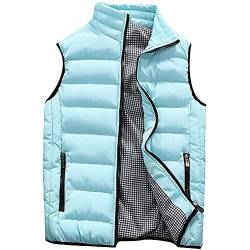 Onsoyours Herren Weste Bodywarmer Steppweste Daunenweste Funktionsweste Vest Ärmellose Sportweste Kapuzenweste Wärme Freizeit Outdoor B Himmelblau XXL von Onsoyours