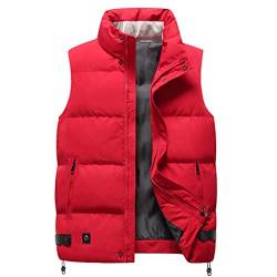 Onsoyours Herren Weste Steppweste Kapuze Vest Ärmellos Jacke Übergangs Daunenweste Herrenweste Steppweste Sportweste Übergangsjacke Bodywarmer Outdoor C Rot 3XL von Onsoyours