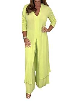 Onsoyours Hosenanzug Damen Hochzeit Festlich Elegant 2 Teilig Loungewear Einfarbig Sommer Outfits Streetwear Freizeitanzug Anzug 2 Teiler Hausanzug Zweiteiler Tracksuit Set A Gelb 3XL von Onsoyours