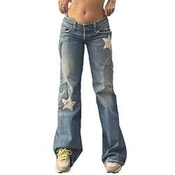 Onsoyours Jeans Damen Y2K Baggy Hose Low Waist Jeans Vintage Baggy Hip Hop Boyfriend Denim Harajuku Jeanshose Streetwear Casual Jeans Freizeithose Streetwear C6 Blau S von Onsoyours
