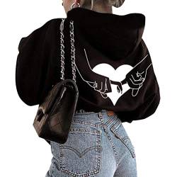 Onsoyours Kapuzenpullover Für Damen Herbst Winter Hoodie Promise Letter Print Sweatshirt Lose Casual Hip Hop Langarmshirt Pullover Mit Kordel Und Taschen Outerwear E Schwarz XL von Onsoyours