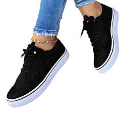 Onsoyours Low-Cut Sneaker Canvas Flache Schuhe Damen Freizeitschuhe Damen Sommer Frühling Turnschuhe Schwarz 36 EU von Onsoyours