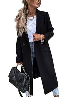 Onsoyours Mantel Damen Cardigan Wollmantel Einfarbig Lang Casual Langarm Strickjacke Outwear Jacken Warm Schlank Vintage Jacken Herbst Winter A Schwarz M von Onsoyours