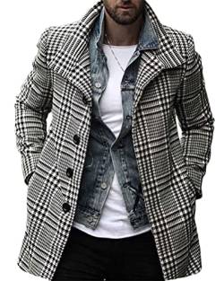 Onsoyours Mantel Herren Slim Fit Lang Wollmantel Business Trenchcoat Plaid Wintermantel Parka Outwear Winter Jacke A Grau S von Onsoyours