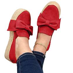 Onsoyours Mode Stickerei Zitrone Bequeme Damen Damen Casual Espadrilles Schuhe Atmungsaktive Flachs Hanf Leinwand Für Mädchen A Rot 38 EU von Onsoyours