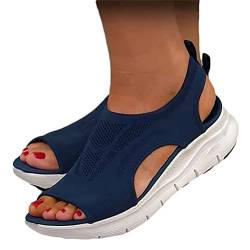 Onsoyours Sandalen Damen Herren Sommerschuhe Offener Zeh Plateau Elegant Atmungsaktives Netz Pantoletten Mit Ankle Strap Schuhe Freizeitschuhe A Blau 39 EU von Onsoyours