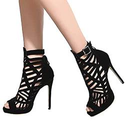 Onsoyours Sexy High Heels für Damen Neue Sommersandalen mit Fischmaul Gefrostete Stiletto-Sandalen mit Offenem Zeh und Reißverschluss A Schwarz 35 EU von Onsoyours