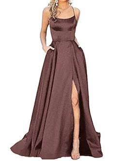 Onsoyours Spitzenkleider Hochzeit Damen Chiffon Abendkleider Elegant Langes Kleid Plissee Maxikleider Cocktail Party Ballkleider B Braun S von Onsoyours