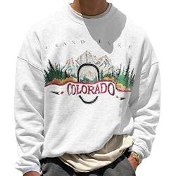 Onsoyours Sweatshirt Herren Damen Print Rundhals Oversized Ohne Kapuze Hoodie Casual Langarm Rundhals Pullover Unisex Warm Tops Oversized Ohne Kapuze Oberteile Hip Hop Streetwear A6 Weiß L von Onsoyours